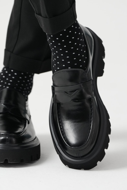- Siyah Hakiki Açma Deri Erkek Loafer 115-K622