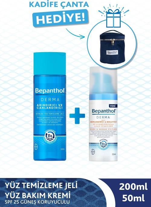 Derma Yüz Temizleme Jeli 200ml + SPF 25 Güneş Koruyuculu Yüz Bakım Kremi 50ml + Kadife Çanta Hediye