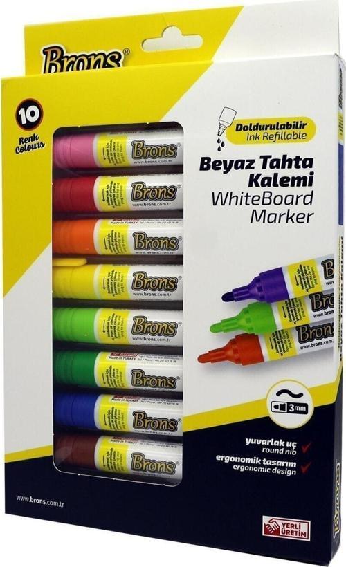 Doldurulabilir Beyaz Tahta Kalemi 10 Renk Set
