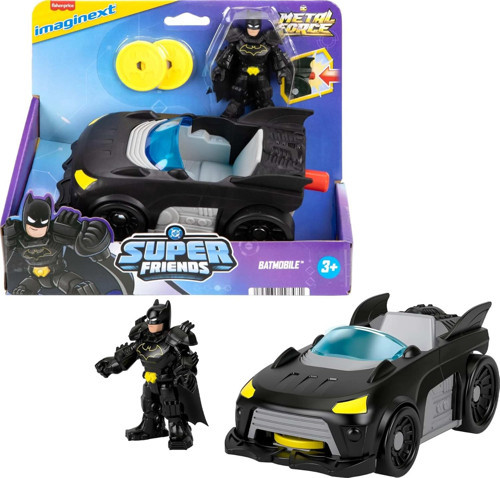 Imaginext Dc Super Friends Metal Force Batmobile Oyuncak Araba, 3 Inç Batman Aksiyon Fi