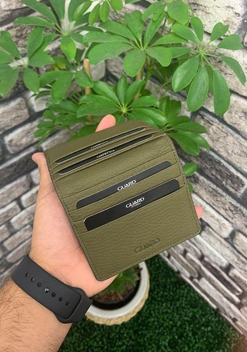 Haki Yeşil Patlı Tasarım Deri Kartlık - GRD2403XW22173