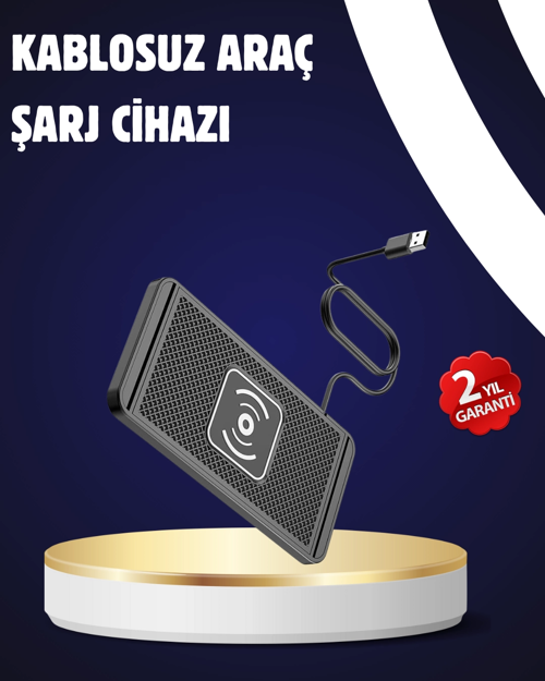 İthalat® Kaymaz Manyetik Kablosuz Şarj Pedi – Araç, Ofis Ev Kullanımına Uygun