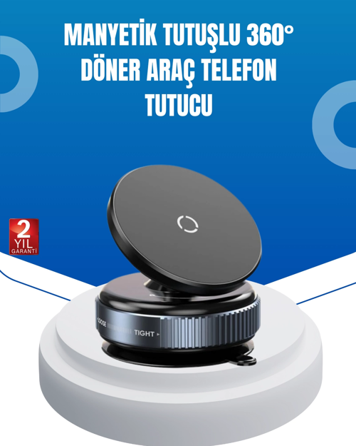 İthalat® Evrensel Manyetik Araç Telefon Tutucu 360° Döner Başlık