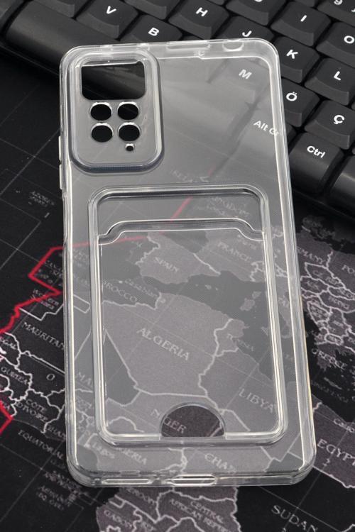 Xiaomi Redmi Note 11 Pro Uyumlu Kredi Kartlıklı Şeffaf Kılıf Kamera Korumalı