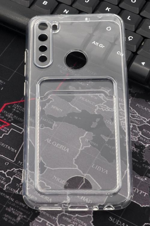 Xiaomi Redmi Note 8 Uyumlu Kredi Kartlıklı Şeffaf Kılıf Kamera Korumalı