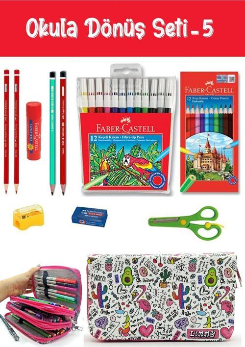 Kırtasiye Seti Unicorn-Flamingo-Avakado Desenli Kalem Kutulu 11 Parça Okula Dönüş Set:5