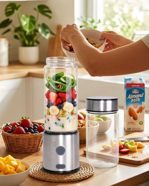 uygun Taşınabilir Cam Blender 450 ml 350 ml Çift Hazneli Smoothie Blender popüler