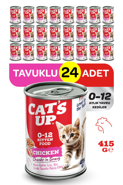 Cats Up Yaş Yavru Kedi Maması Tavuklu 415gr 24Lü