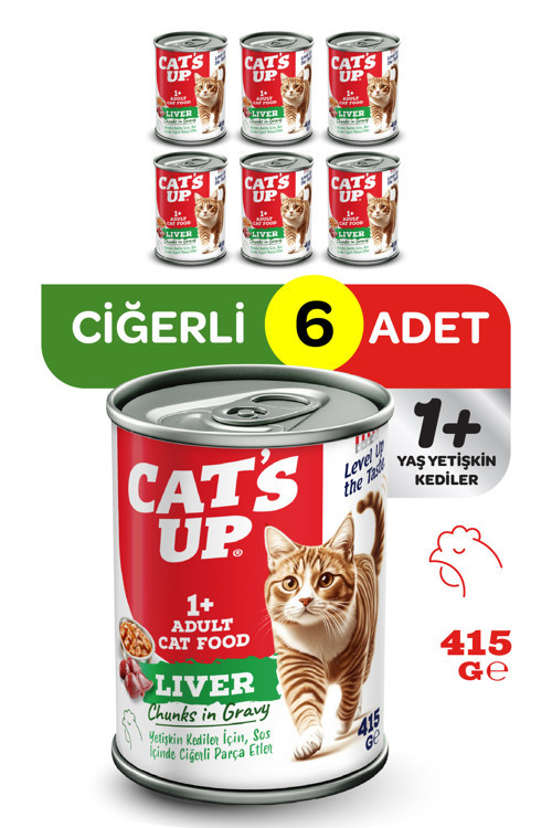 Cats Up Yaş Yetişkin Kedi Maması Ciğerli 415gr 6Lı