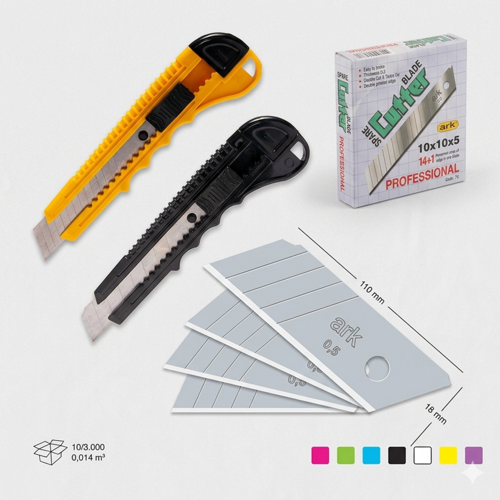 Profesyonel Maket Bıçağı ve Yedek Bıçak Seti Karışık Renk 18 mm 2 Adet Maket Bıçağı 10 Adet Bıçak