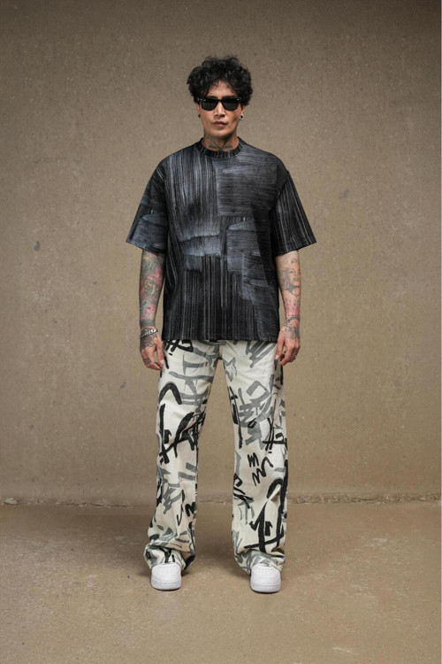 Black Sırt Yazı Detaylı Oversize Tshirt