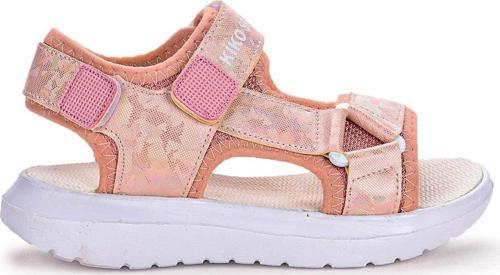 333 Hologram Cırtlı Kız Çocuk Sandalet Ayakkabı Pudra
