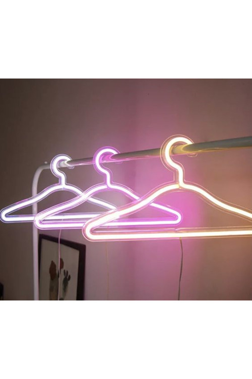 Neon Işıklı Elbise Askısı Neon Led Askı Aydınlatma
