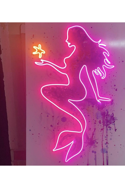 Deniz Kızı Neon Led Dekor 60X35Cm