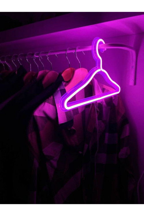 Neon Işıklı Elbise Askısı Neon Led Askı Aydınlatma