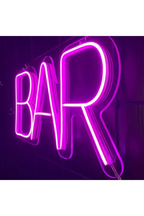 Bar Yazili Neon Led Işikli Tabela- 45X25 Cm