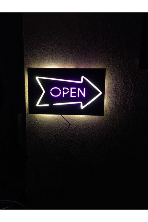 Open Dekor Led Işıklı Ahşap Tablo 42X21Cm