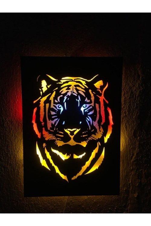 Kaplan Led Işıklı Ahşap Tablo 50X35Cm