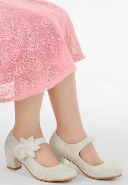 751 Çupra Günlük Kız Çocuk 4 Cm Topuklu Babet Ayakkabı Sedef