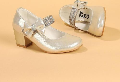 752 Vakko Günlük Kız Çocuk 4 Cm Topuklu Babet Ayakkabı Altın