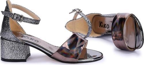768 Ayna Kum Günlük Kız Çocuk 3 Cm Topuklu Sandalet Ayakkabı Platin