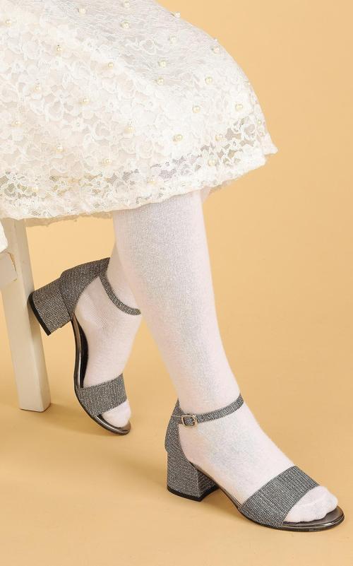 769 Çupra Günlük Kız Çocuk 3 Cm Topuklu Sandalet Ayakkabı Platin