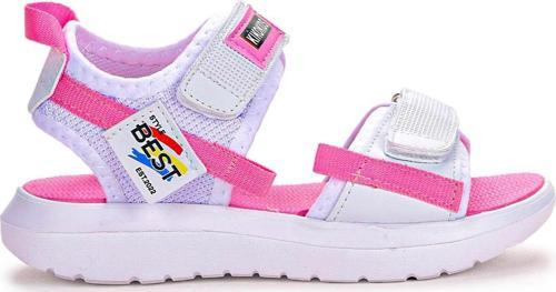 Cırtlı Yürüyüş Kız/Erkek Çocuk Sandalet 200 Beyaz - Pembe