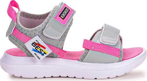 Cırtlı Yürüyüş Kız/Erkek Çocuk Sandalet 200 Gri - Pembe