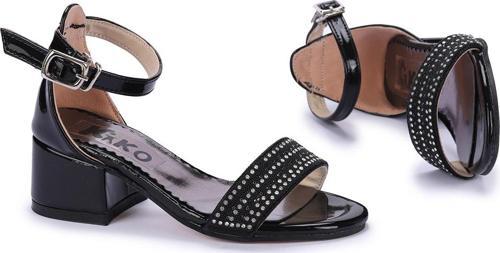 Günlük Kız Çocuk 4 Cm Topuklu Sandalet 761 Rugan Siyah