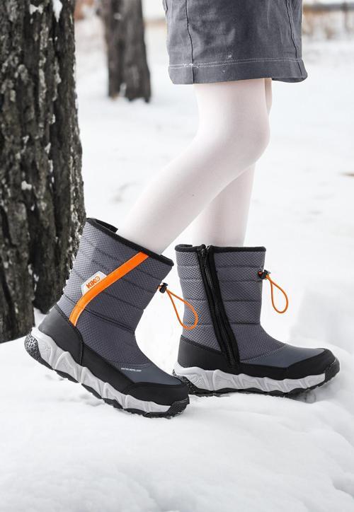 Molina Suya Dayanıklı Fermuarlı Kız/Erkek Çocuk Kar Bot Ayakkabı Füme