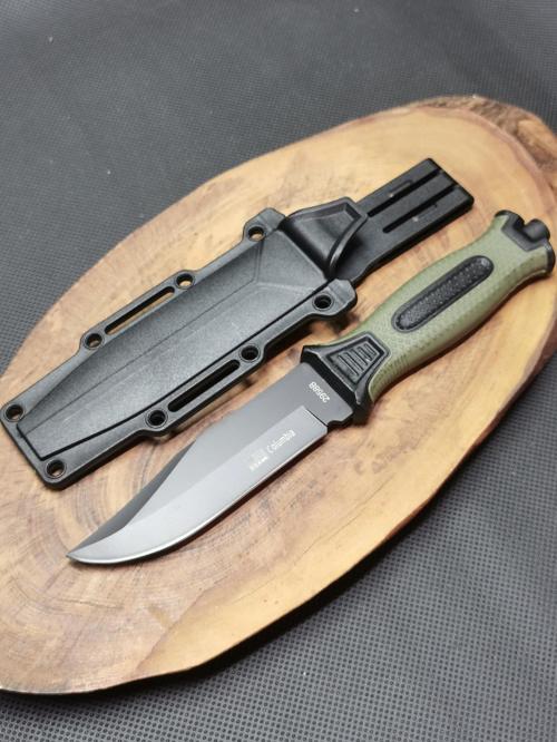24 cm Sert Kılıflı Yeşil-Siyah Avcı Bıçağı Paslanmaz Çelik 