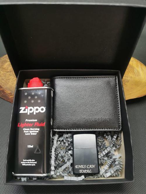 İsme Özel Zippo Benzin,Çakmak ve Cüzdan Seti