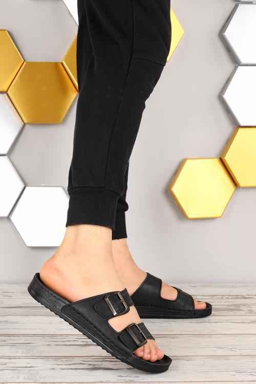 Jelli Günlük Kemerli Erkek Terlik Ary 36-553 Siyah