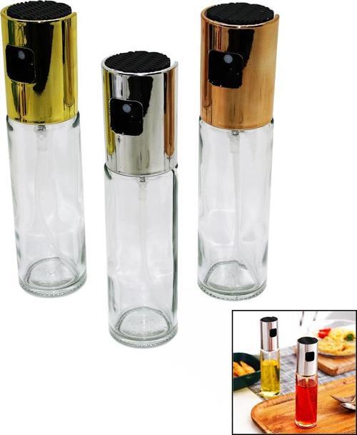 100 ML SPREY CAM YAĞDANLIK KROM - RENKLİ SPREY KAFA - İNCE UZUN ŞİŞE 