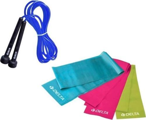 90 x 7,5 cm 3 'lü Pilates Bandı Lastiği Atlama İpi 4'lü Set