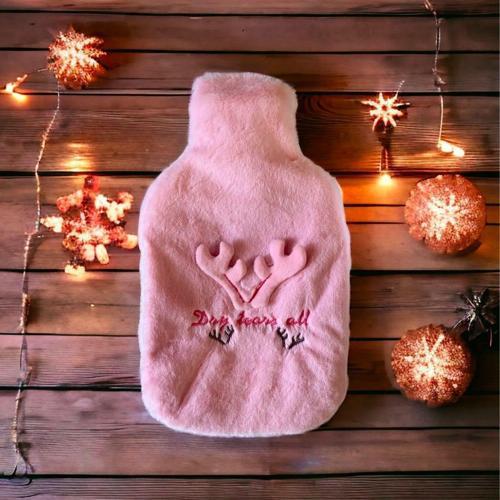 2 Litrelik Geyikli Model Peluş Kılıflı Sıcak Su Torbası 