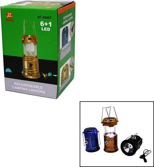 1W+6LED SOLAR - FİŞ ŞARJLI LÖKÜS KAMP LAMBA FENER - POWERBANK 