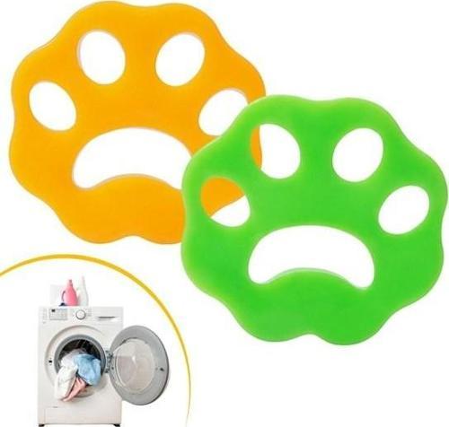 2 Adet Evcil Hayvanlar ve Çamaşır Makinesi İçin Pati Şekilli Renkli Tüy Temizleme Aparatı