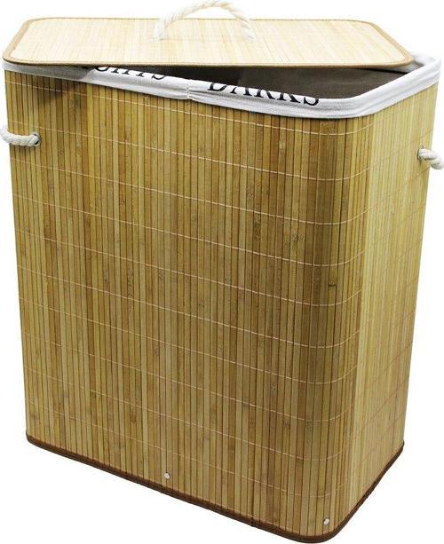 2 BÖLMELİ KATLANABİLİR AHŞAP KİRLİ ÇAMAŞIR SEPETİ 