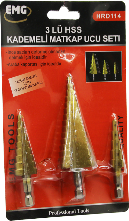 3 ADET  HSS KADEMELİ MATKAP UCU SET 