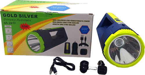 2İN1 30W - 10W COB LED USB - OTO ŞARJLI EL FENERİ PROJEKTÖR 