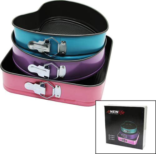 3 PARÇA  SET METAL KEK KALIP KELEPÇELİ KALP - KARE - YUVARLAK 