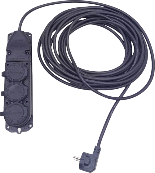 3LÜ 10 MT UZATMA KABLOSU ÇANTALI KAUÇUK PRİZ 3X1.5 CCA KABLO