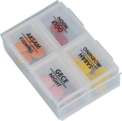4 Öğün Günlük Hap İlaç Saklama Taşıma Kutusu İlaç Hatırlatıcı 