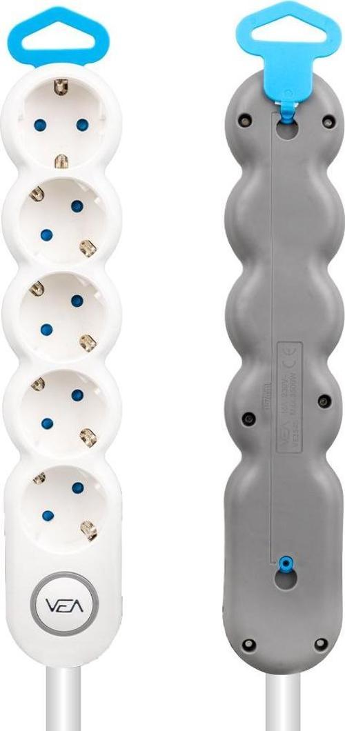 5Li 1,5 METRE KABLOLU ANAHTARLI BEYAZ AKIM KORUMALI GRUP PRİZ 