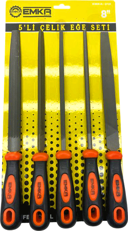 5 ADET  8&amp;apos;&amp;apos; ÇELİK EĞE SETİ BALIK SIRTI - ÜÇGEN - KARE - YUVARLAK - DÜZ GENİŞ (44DE