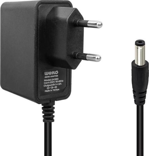 6 VOLT 2 AMPER 5.5*2.5 UÇLU YERLİ ÜRETİM PRİZ TİPİ ADAPTÖR 