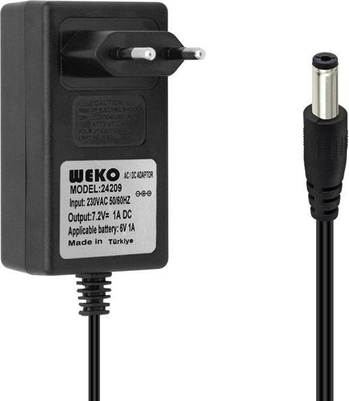 7.2 VOLT - 1 AMPER 5.5*2.5 UÇLU KIRMIZI YEŞİL LEDLİ YERLİ ÜRETİM PRİZ TİPİ ŞARJ ADAPTÖR (OUT:6V-1A) 