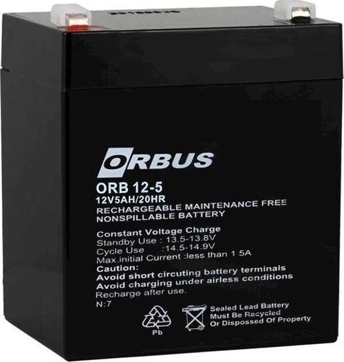 AKÜ 12 VOLT 5 AMPER ORBUS ORB12-5 (90 X 70 X 101 MM) 