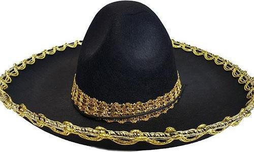 Altın Renk Şeritli Meksika Mariachi Latin Şapkası 55 cm Çocuk